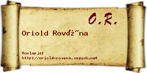 Oriold Rovéna névjegykártya